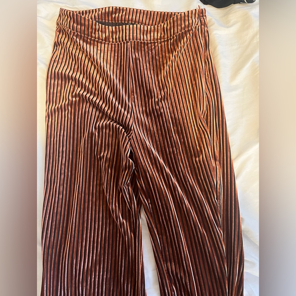 Striped partially transparent pants